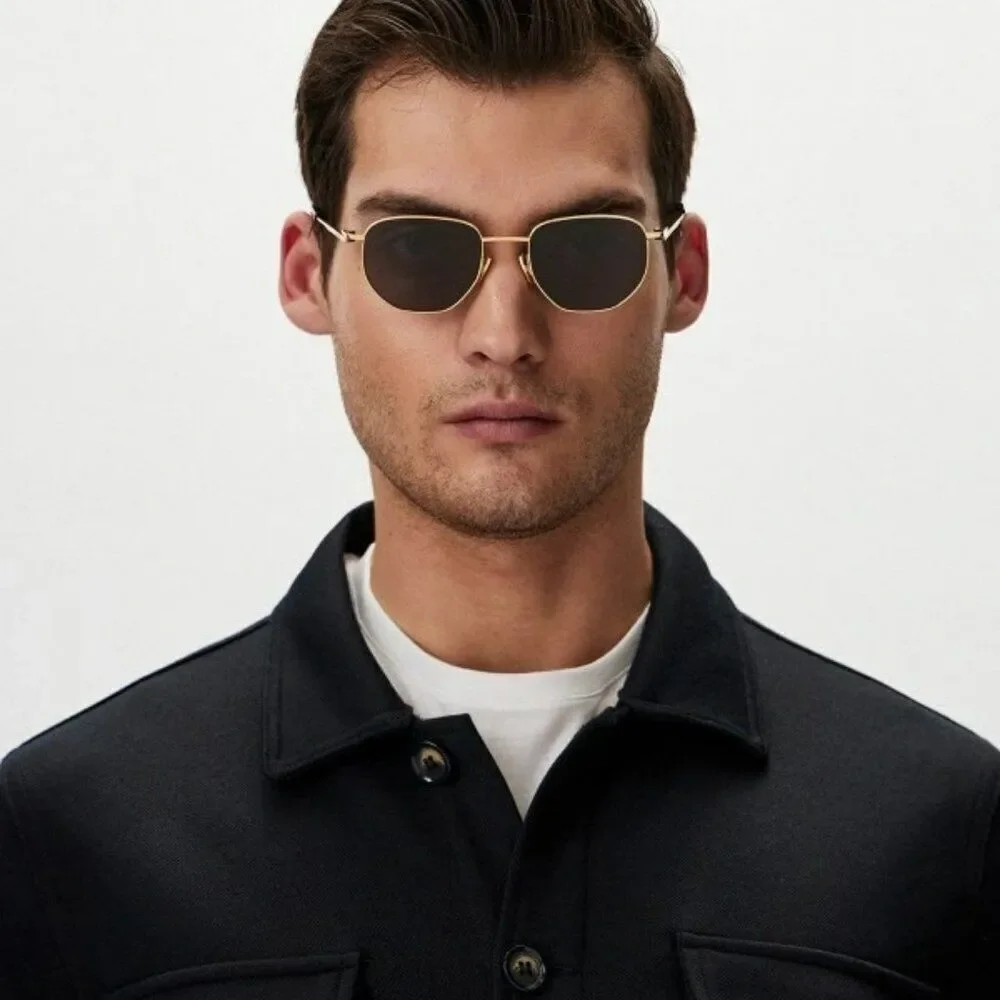 NEW Bottega Veneta BV1301S 001 Gold Grey Split Panthos Unisex Sunglasses